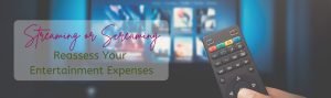 A person holding a remote up to a television screen with various subscription apps.