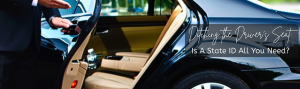 Black car with tan interior and rear driver-side door opened by a driver, ushering you into the car.