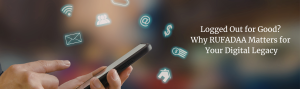 Person holding a smart phone with icons of social media floating in the air.